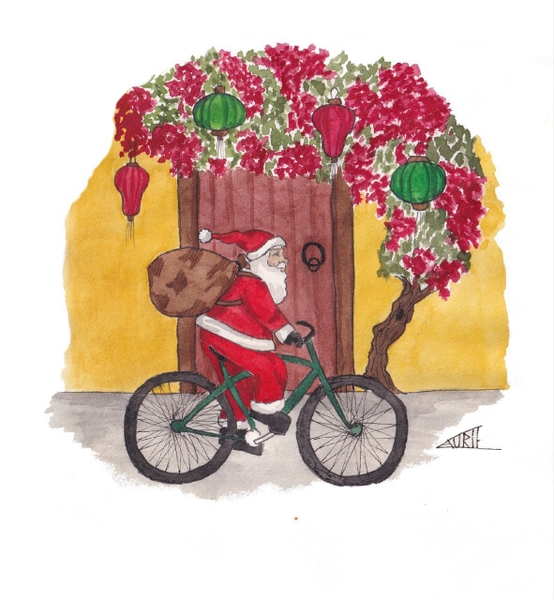 LAURIE DRAWS - ‘Santa In Hội An' Christmas Card