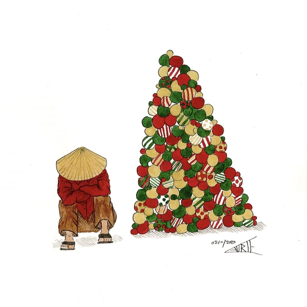 LAURIE DRAWS - ‘Bauble Pile' Christmas Card