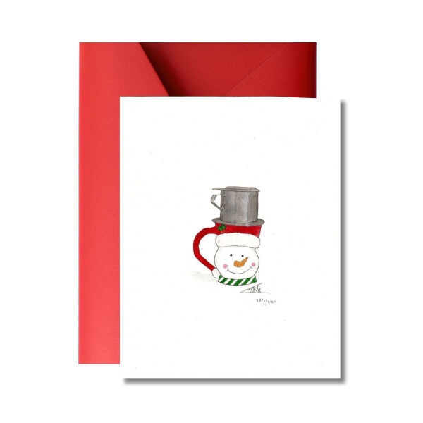 LAURIE DRAWS - ‘Coffee Filter Snowman' Christmas Card