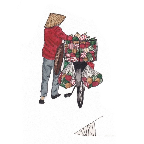 LAURIE DRAWS - ‘Christmas Ornament Bike' Christmas Card