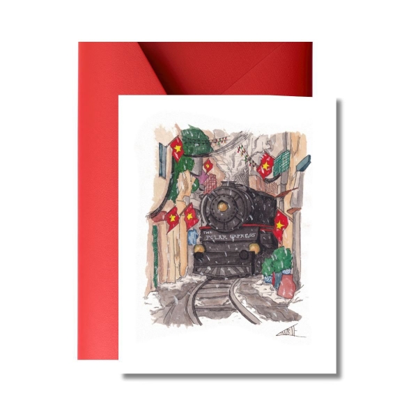 LAURIE DRAWS - ‘Christmas Train' Christmas Card