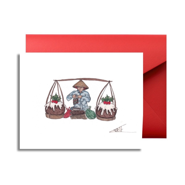 LAURIE DRAWS - ‘Christmas Cupcake Vendor' Christmas Card