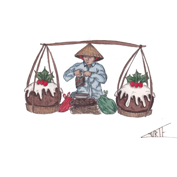LAURIE DRAWS - ‘Christmas Cupcake Vendor' Christmas Card