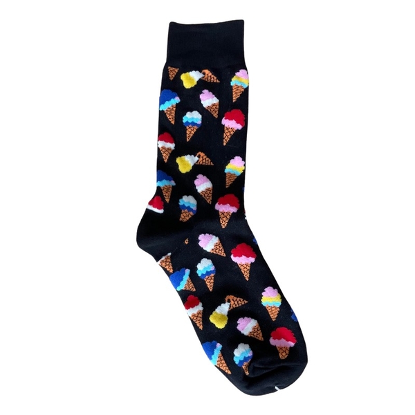 CREW SOCKS - Colorful Ice Cream In Black