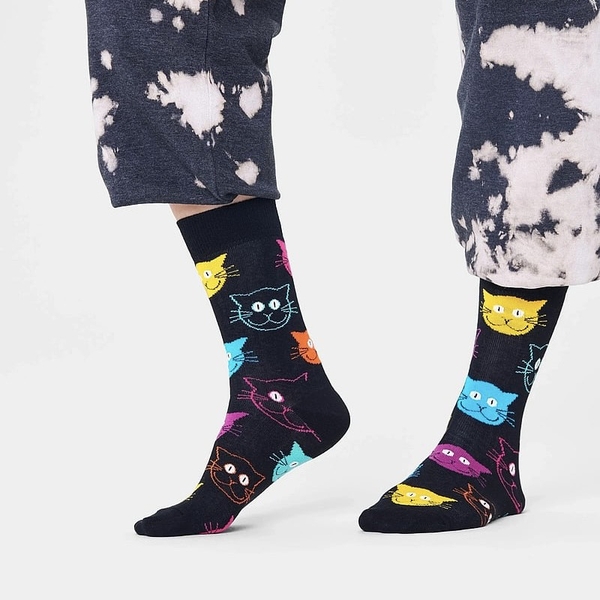 CREW SOCKS - Colorful Cats In Black