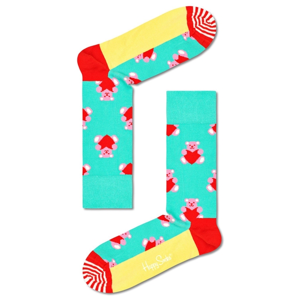 CREW SOCKS - Pink Teddy Bear With Red Heart
