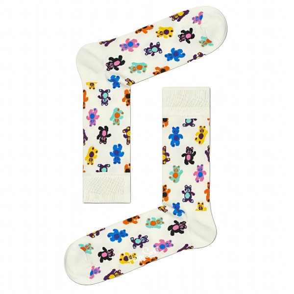 CREW SOCKS - Colorful Teddy Bear In White