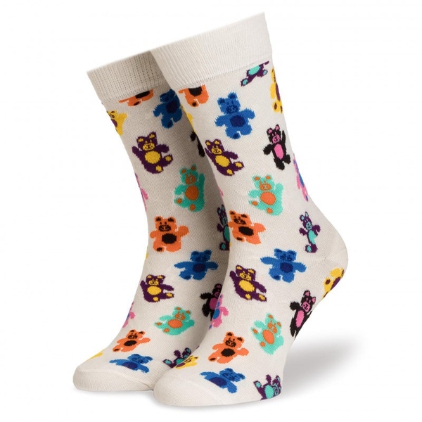 CREW SOCKS - Colorful Teddy Bear In White