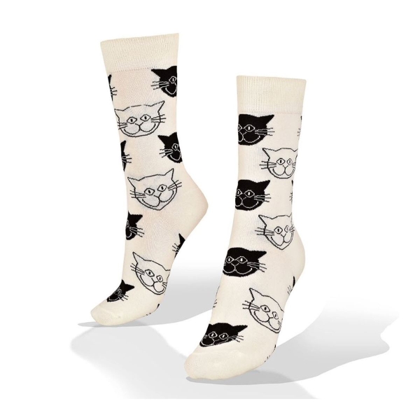 CREW SOCKS - Black & White Cats