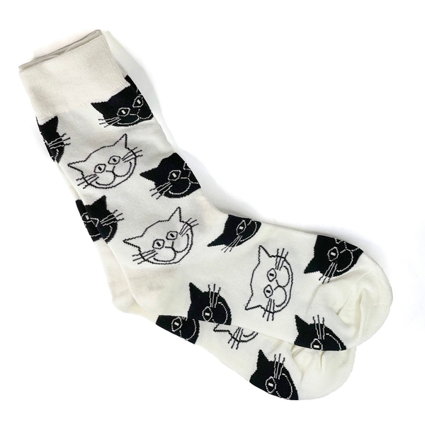 CREW SOCKS - Black & White Cats