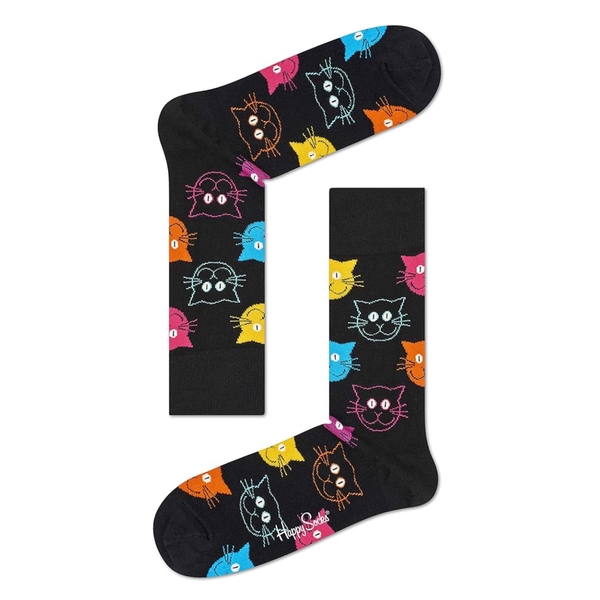 CREW SOCKS - Colorful Cats In Black