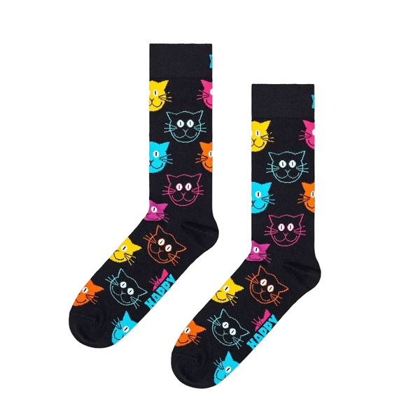 CREW SOCKS - Colorful Cats In Black