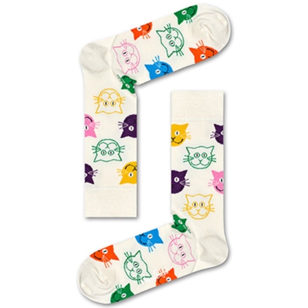 CREW SOCKS - Colorful Cats In White