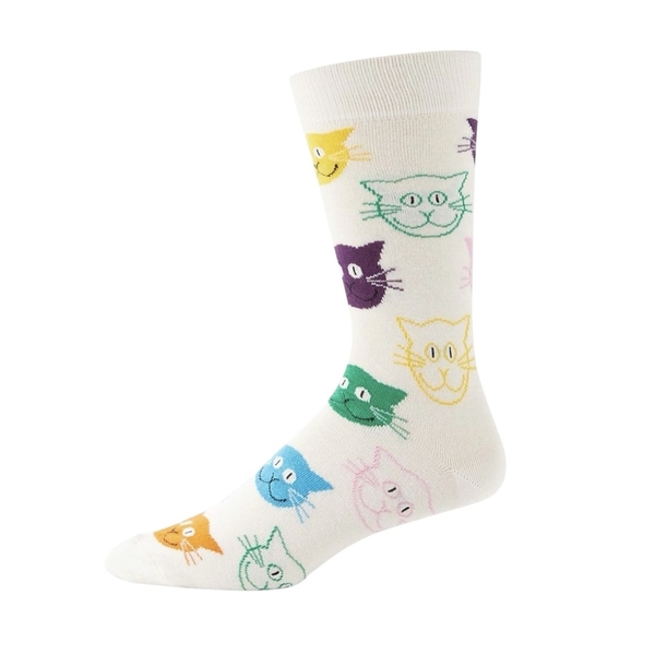 CREW SOCKS - Colorful Cats In White