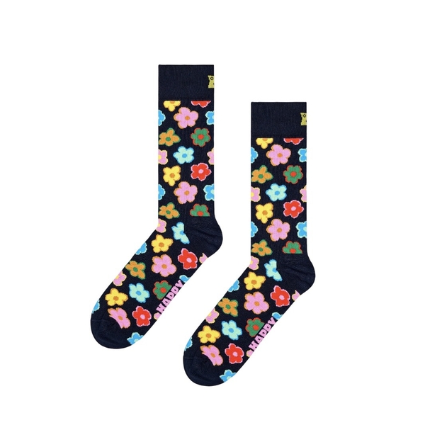 CREW SOCKS - Colorful Flowers In Black