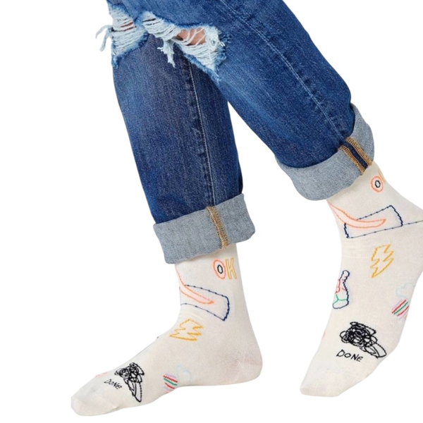 CREW SOCKS - Colorful Doodle