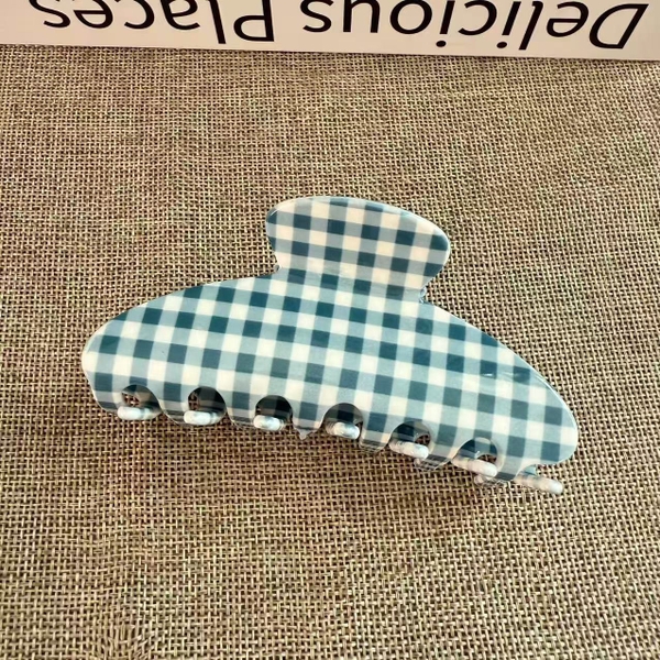 Heirloom Hair Claw - Blue Gingham