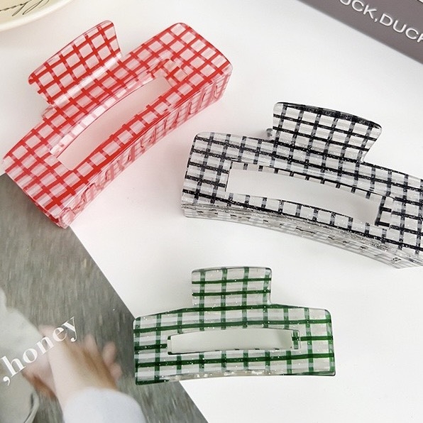 Rectangle Hair Claw - Red Gingham