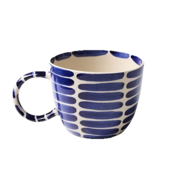 BAT TRANG - Ceramic Big Mug In Navy Dash Line