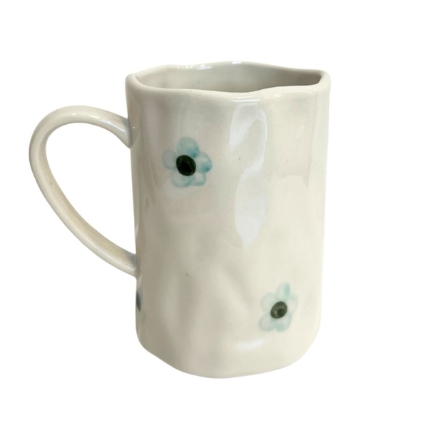 BAT TRANG - Ceramic Tall Wasabi Mug In Green Flower