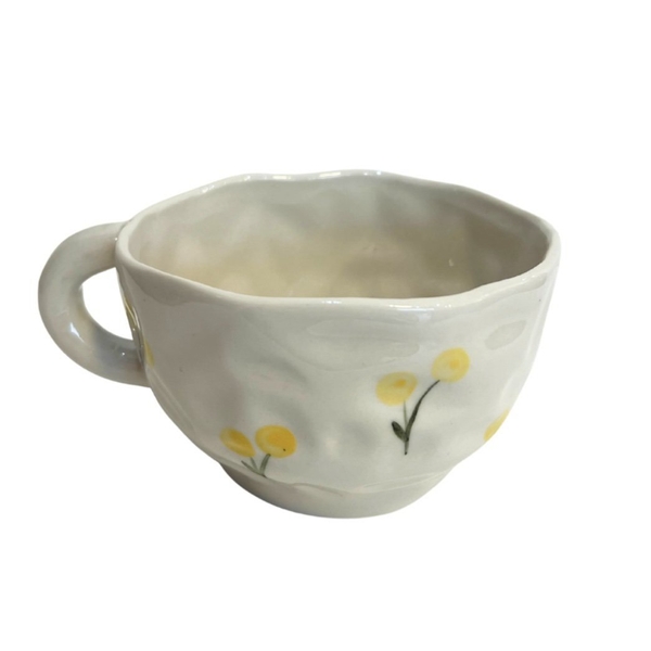 BAT TRANG - Ceramic Short Wasabi Mug In Yellow Cherry