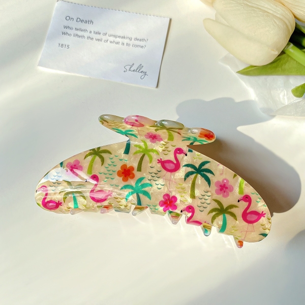 Jelly Hair Claw - Palm Tree & Flamingo