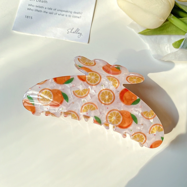 Jelly Hair Claw - White With Orange