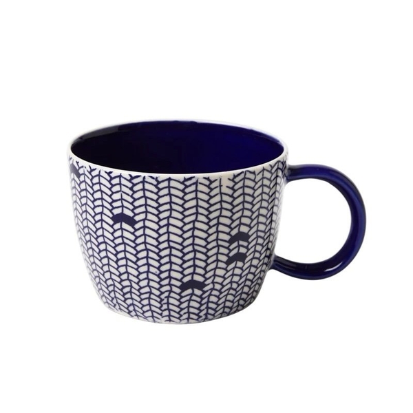 BAT TRANG - Ceramic Short Mug In Navy Weave