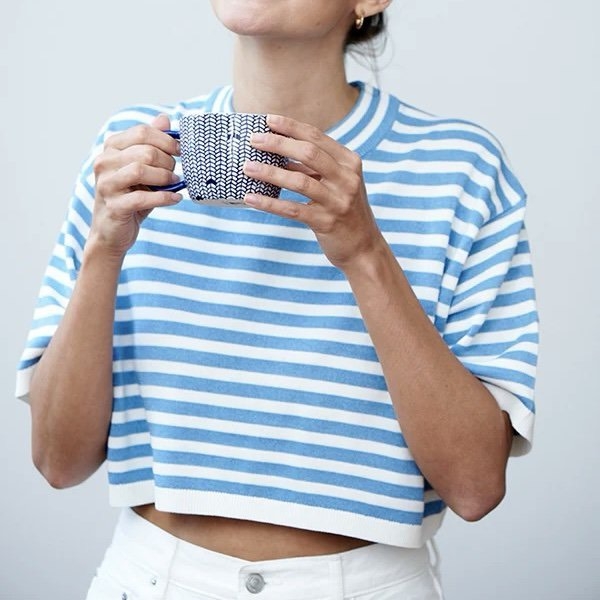 BAT TRANG - Ceramic Short Mug In Navy Weave