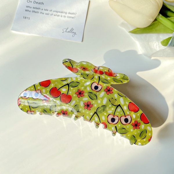 Jelly Hair Claw - Avocado With Cherry