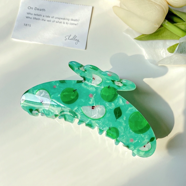 Jelly Hair Claw - Green With Apple