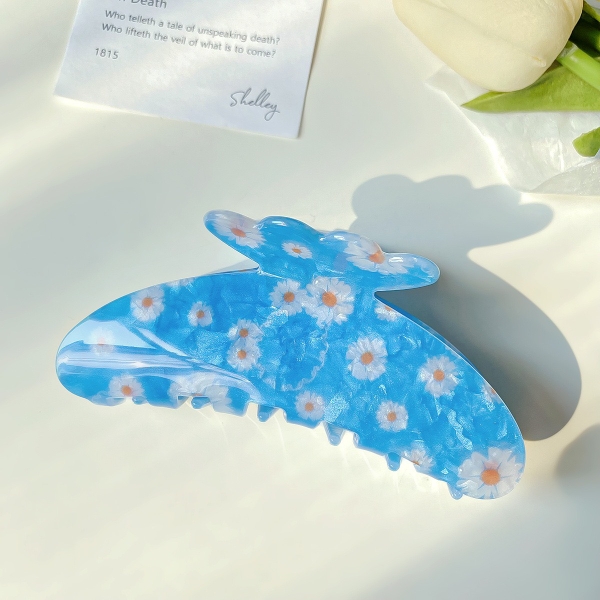 Jelly Hair Claw - Blue With Daisy
