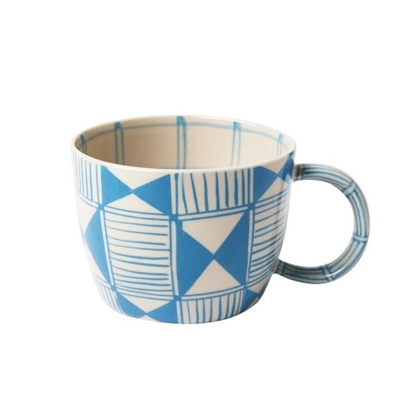 BAT TRANG - Ceramic Short Mug In Indigo Blue Pattern
