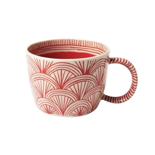 BAT TRANG - Ceramic Short Mug In Red Pattern
