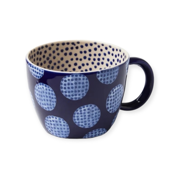 BAT TRANG - Ceramic Short Mug In Navy Circle