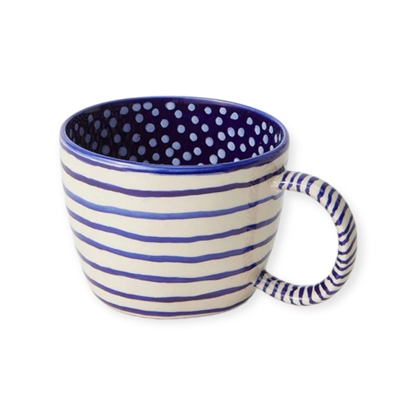BAT TRANG - Ceramic Short Mug In Navy Line