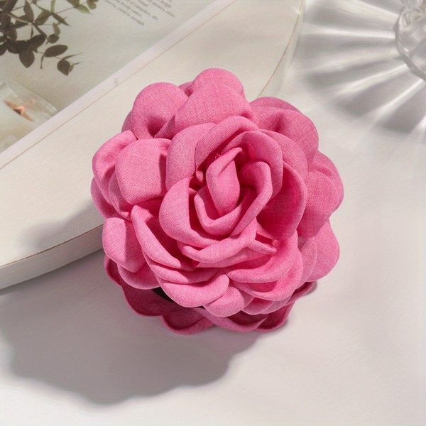 Fabric Hair Claw - Flower In Pink
