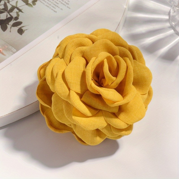 Fabric Hair Claw - Flower In Yellow