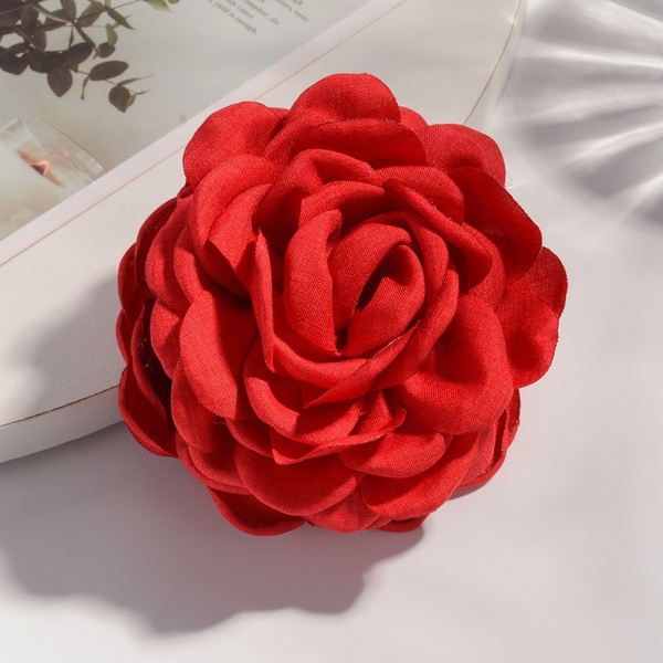 Fabric Hair Claw - Flower In Red