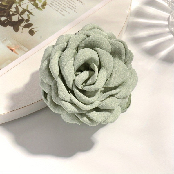 Fabric Hair Claw - Flower In Mint