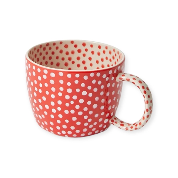 BAT TRANG - Ceramic Short Mug In Red Sprinkle