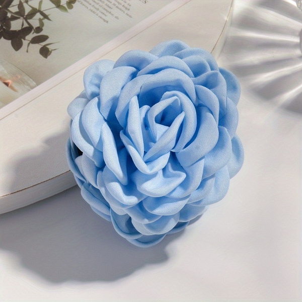 Fabric Hair Claw - Flower In Blue