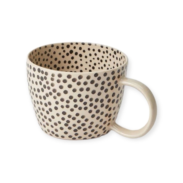 BAT TRANG - Ceramic Short Mug In White Sprinkle