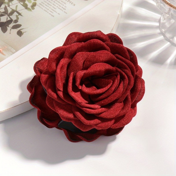 Fabric Hair Claw - Flower In Champagne