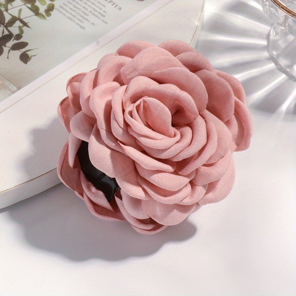 Fabric Hair Claw - Flower In Peach