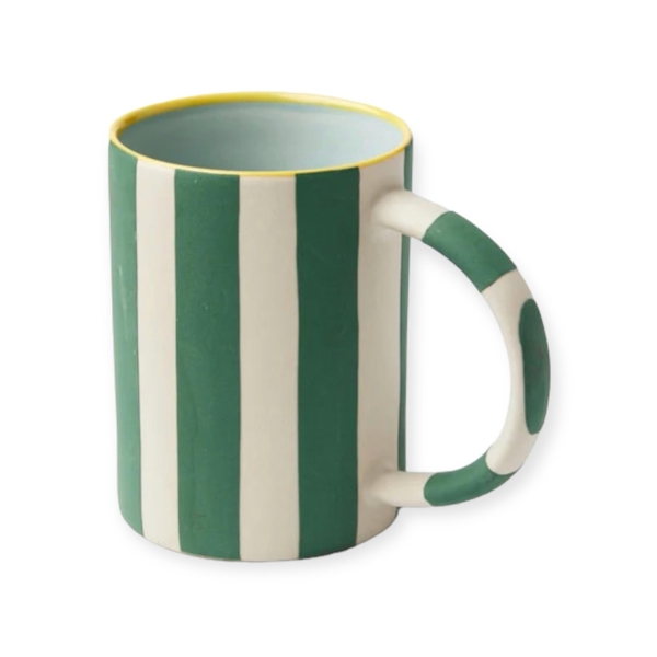 BAT TRANG - Ceramic Striped Mug in Green