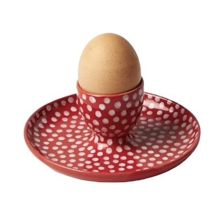 BAT TRANG - Ceramic Egg Cup In Red Polka Dot