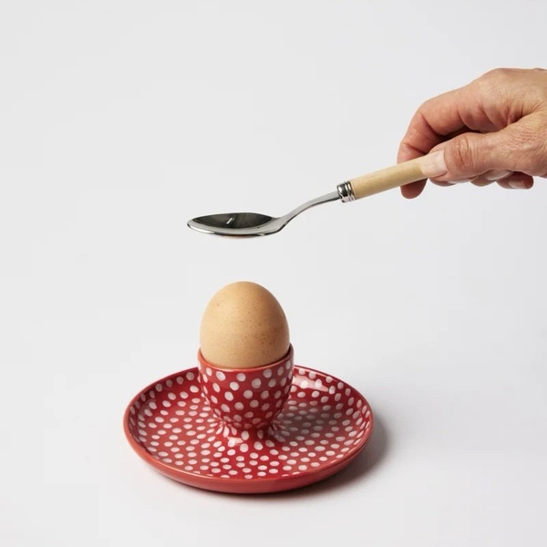 BAT TRANG - Ceramic Egg Cup In Red Polka Dot