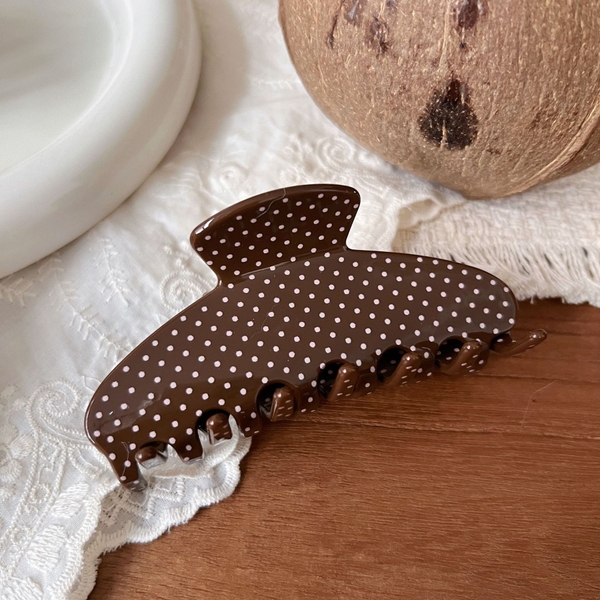 Heirloom Hair Claw - Polka Dots in Brown