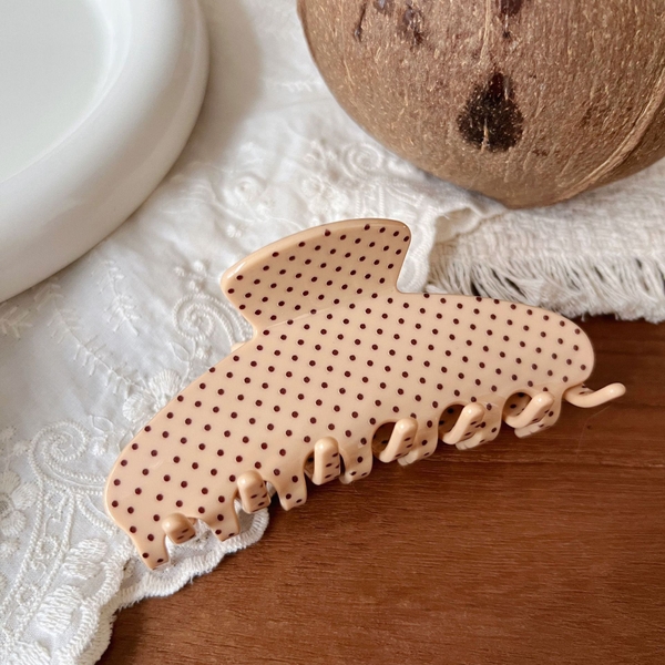 Heirloom Hair Claw - Polka Dots in Beige